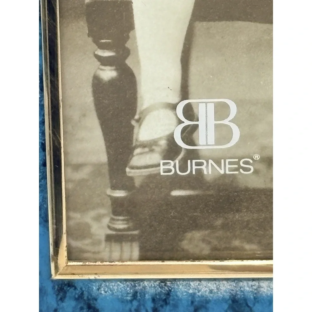 Burnes Blue Faux Marble Picture Frame 8x10 Brass Tone Ribbon Bow Korea